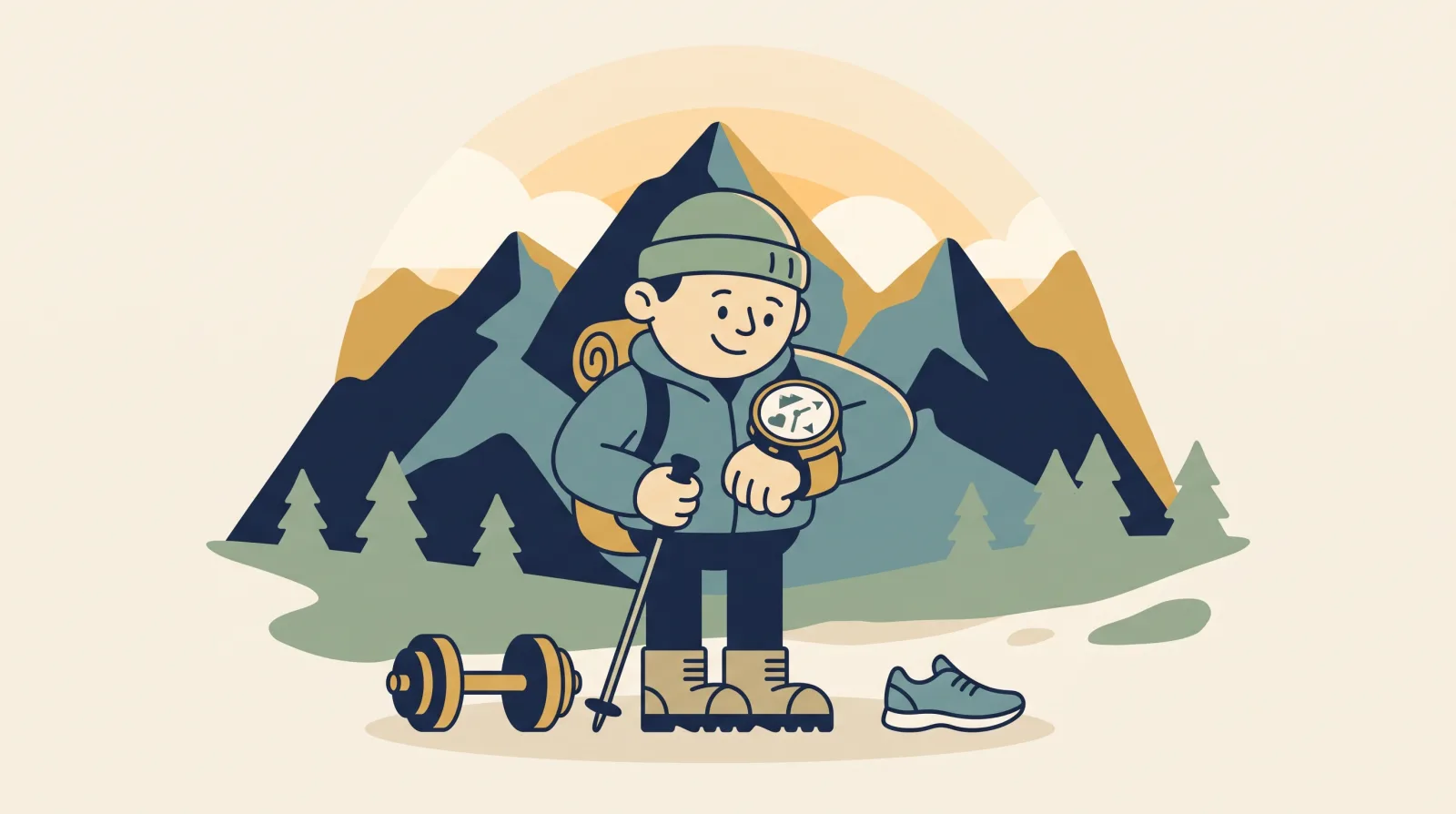 Cartoon illustration for the article: Ascend vs Garmin Connect: the strength side a running watch forgets