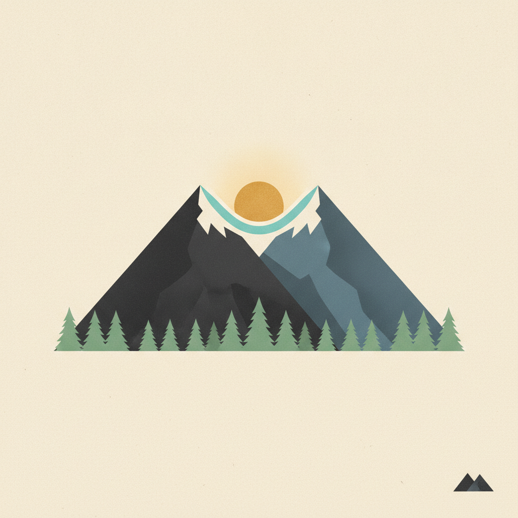 Climber silhouetted on a snowy mountain ridge against blue sky